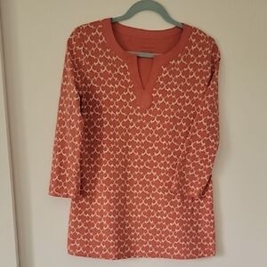 Charter Club.Women's Coral Patterned Top. Size M